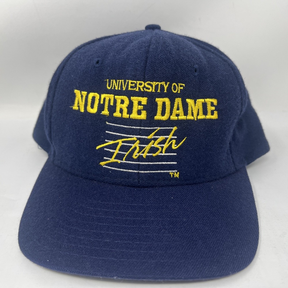 Vintage Notre Dame Fighting Irish Hat AJD Signature Navy Blue Snapback Cap